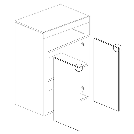 Lorenzo 2 Door White Gloss and Cadiz Oak Large Bathroom Storage Cabinet - FurniComp