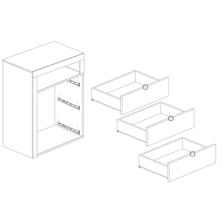 Lorenzo 3 Drawer White Gloss and Concrete Grey Small Chest of Drawers - FurniComp