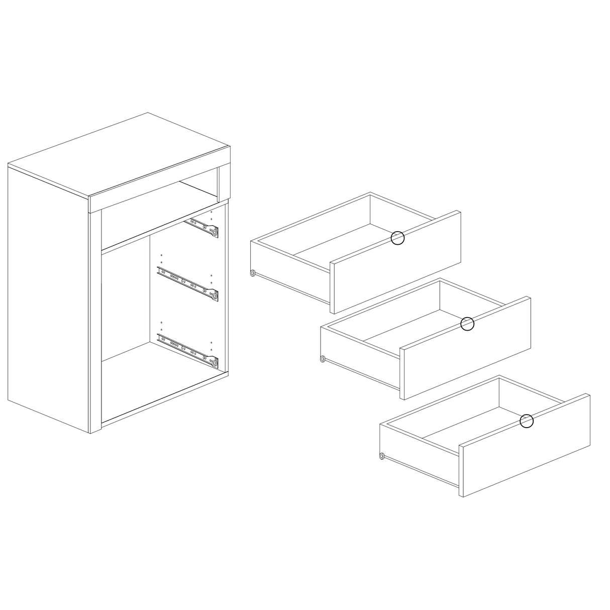 Lorenzo 3 Drawer White Gloss and Concrete Grey Large Chest of Drawers - FurniComp