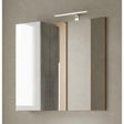 Lorenzo 78cm White Gloss and Concrete Grey Mirrored Bathroom Cabinet With LED Light - FurniComp
