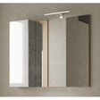Lorenzo 92cm White Gloss and Concrete Grey Mirrored Bathroom Cabinet With LED Light - FurniComp
