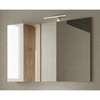 Lorenzo 92cm White Gloss and Cadiz Oak Mirrored Bathroom Cabinet With LED Light - FurniComp