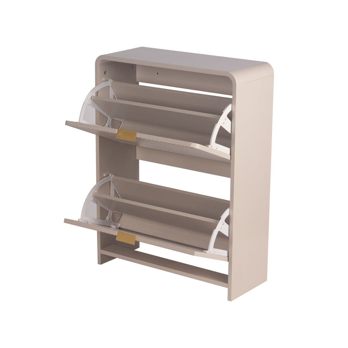 Lottie 2 Tier Slim 12 Pair Shoe Cabinet - Cashmere - FurniComp