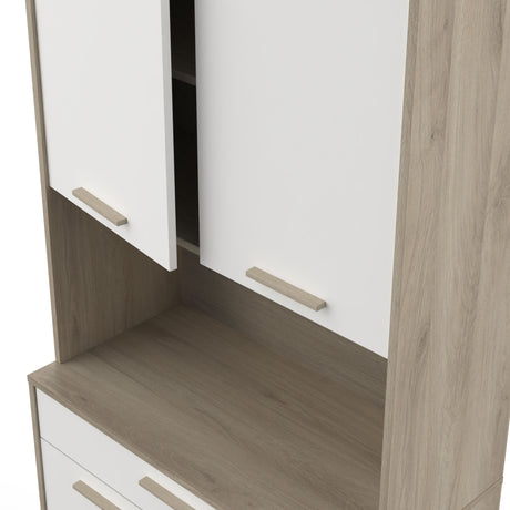 Luca 4 Door 1 Drawer White and Oak Tall Kitchen Pantry Cabinet Unit - FurniComp