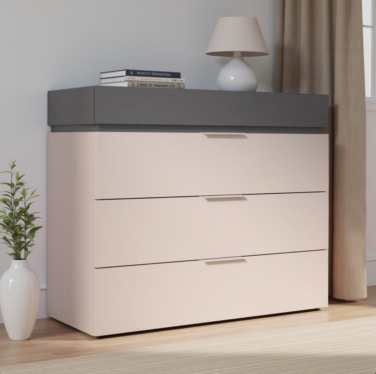 Luke 4 Drawer 110cm Chest of Drawers - Cashmere & Anthracite - FurniComp