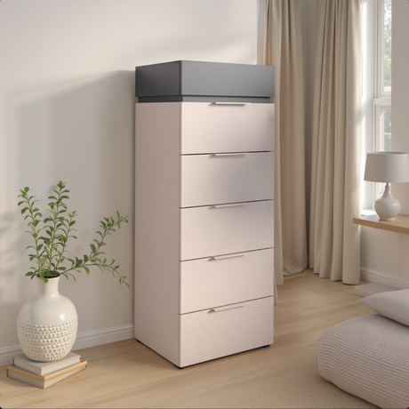 Luke 6 Drawer 50cm Tall Chest of Drawers - Cashmere & Anthracite - FurniComp