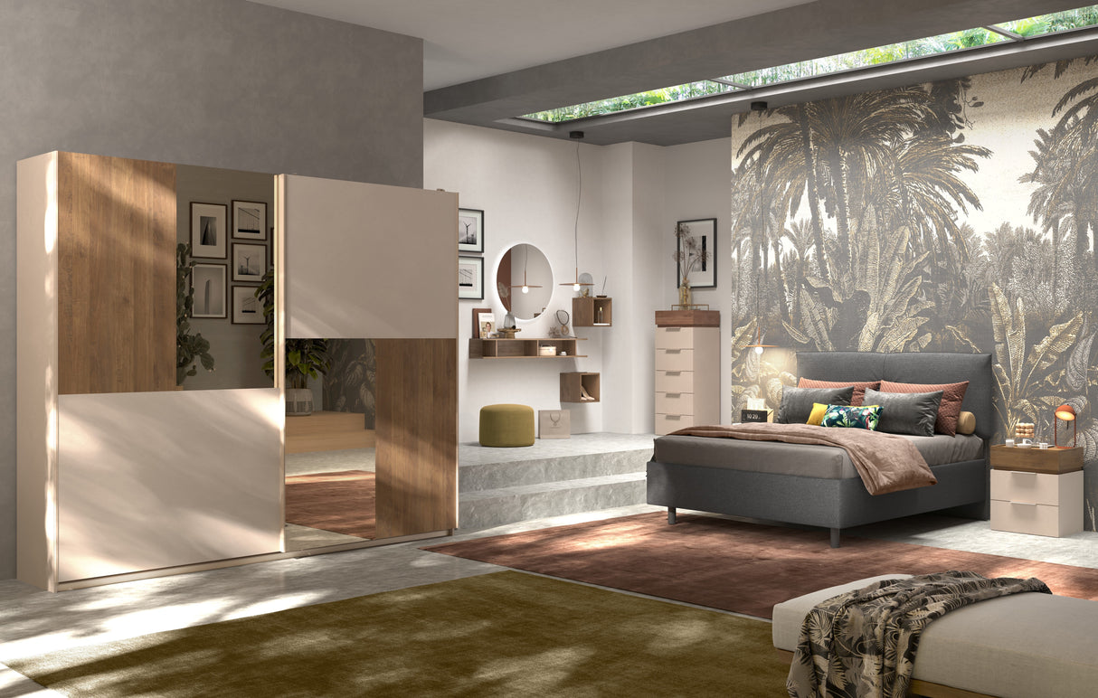 Luke 6 Drawer 50cm Tall Chest of Drawers - Cashmere & Mercure Oak - FurniComp