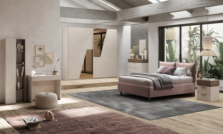 Luke 3 Drawer Bedside Table - Cashmere & Mercure Oak - FurniComp