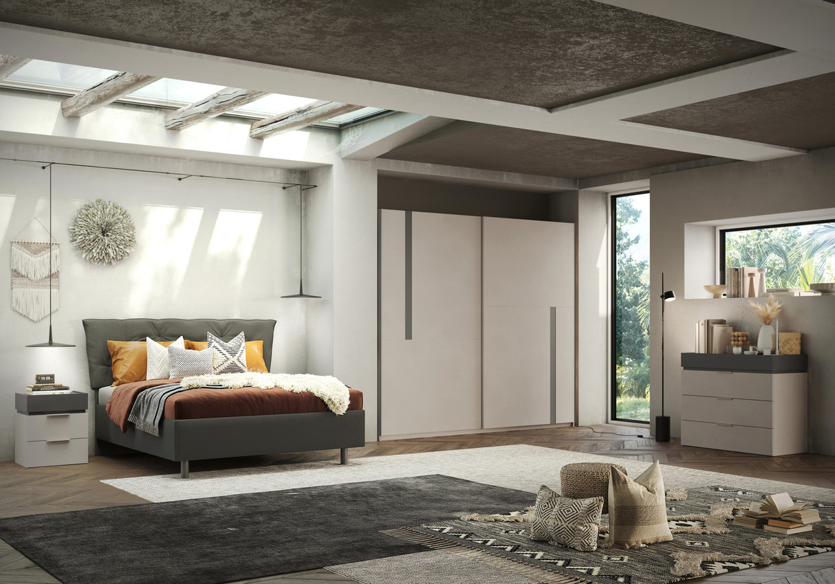 Luke 6 Drawer 50cm Tall Chest of Drawers - Cashmere & Anthracite - FurniComp