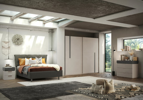 Luke 3 Drawer Bedside Table - Cashmere & Anthracite - FurniComp