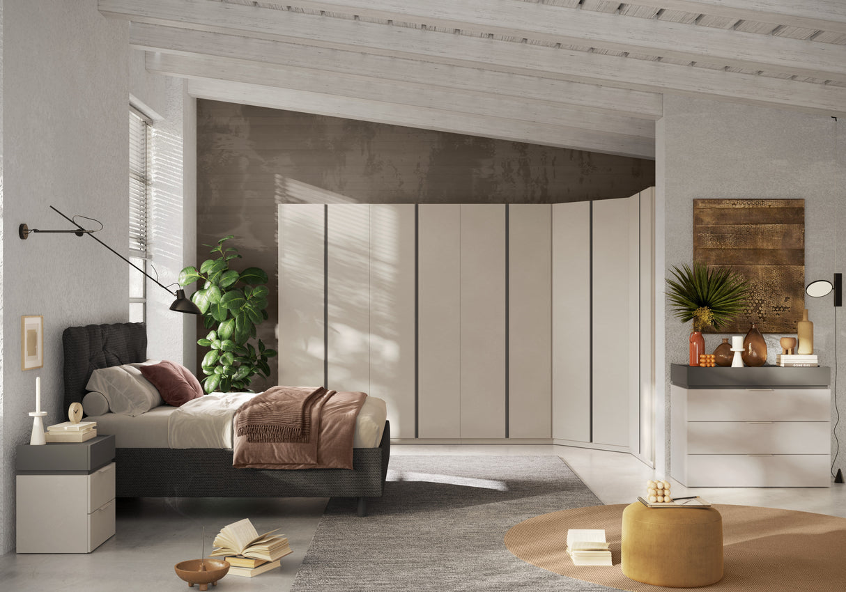 Luke 6 Drawer 50cm Tall Chest of Drawers - Cashmere & Anthracite - FurniComp