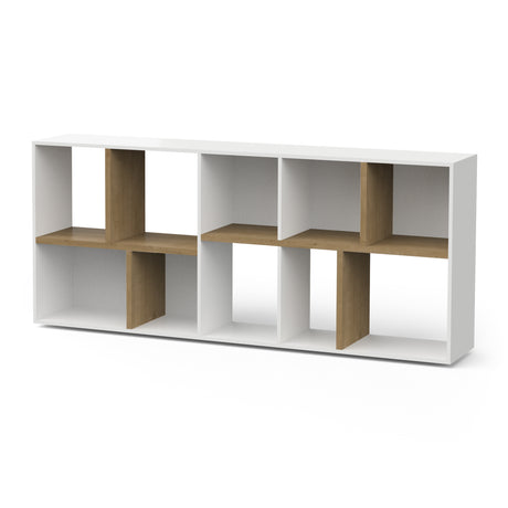 Luna Large 78cm White and Oak Bookshelf Organiser - FurniComp