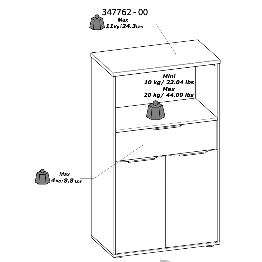 Luna Tall Freestanding Kitchen Pantry Cupboard with Microwave Shelf - Matt White & Hamilton Oak - FurniComp