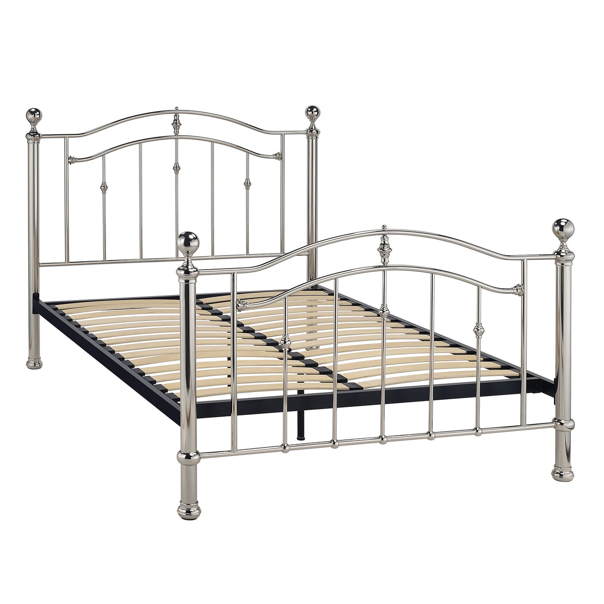 Mira Chrome with Crystal Finials Metal Bed Frame - FurniComp