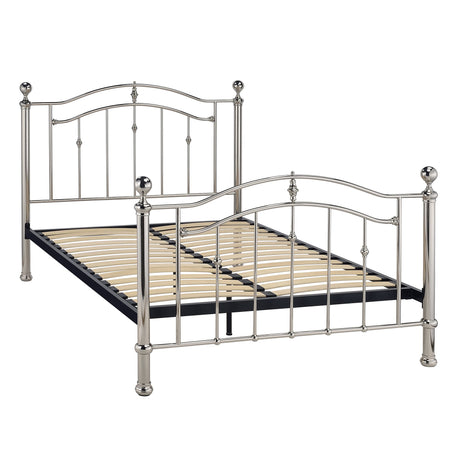 Mira Chrome with Crystal Finials Metal Bed Frame - FurniComp