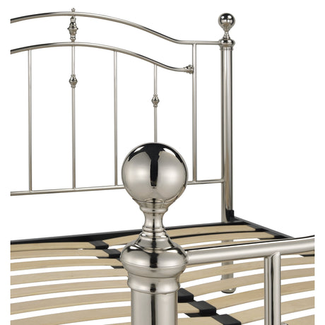 Mira Chrome with Crystal Finials Metal Bed Frame - FurniComp