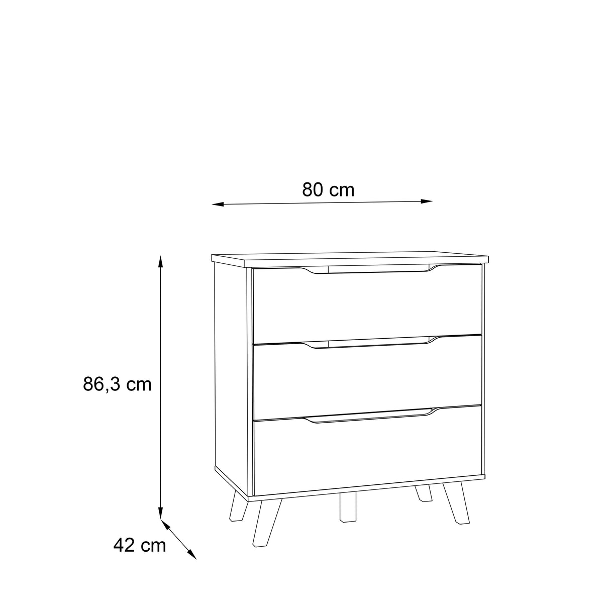 Oskar 3 Drawer Chest of Drawers - Matt White & Oak - FurniComp