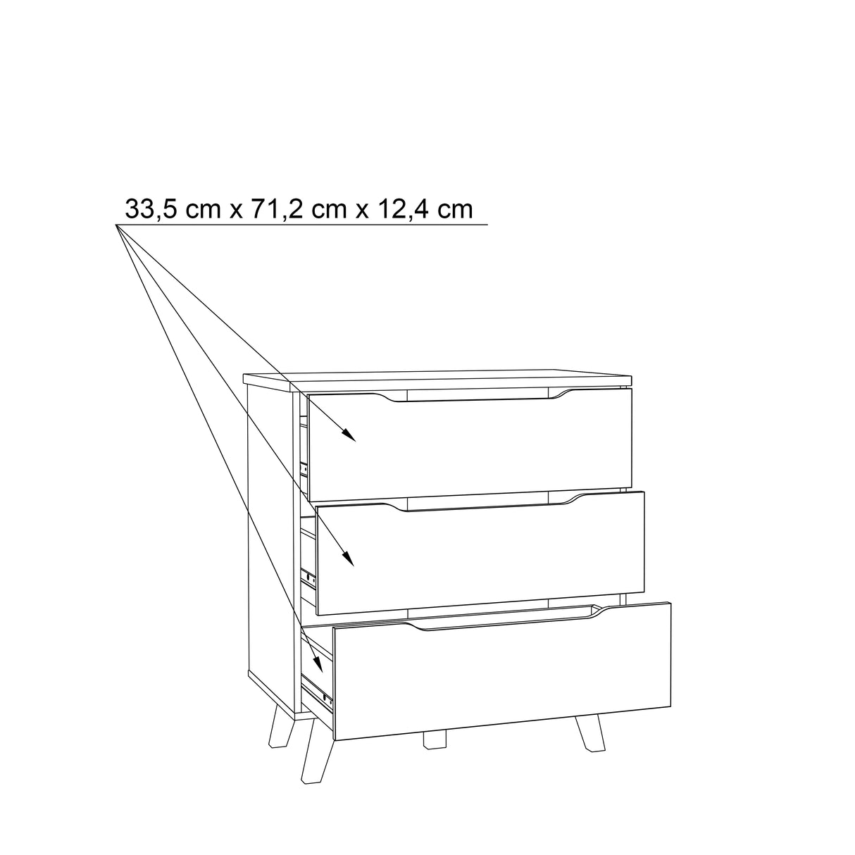 Oskar 3 Drawer Chest of Drawers - Matt White & Oak - FurniComp