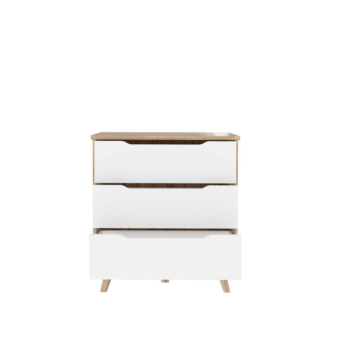 Oskar 3 Drawer Chest of Drawers - Matt White & Oak - FurniComp
