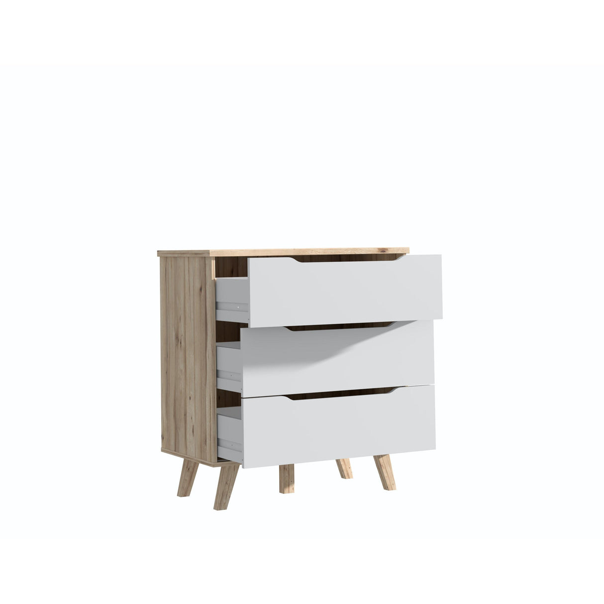 Oskar 3 Drawer Chest of Drawers - Matt White & Oak - FurniComp