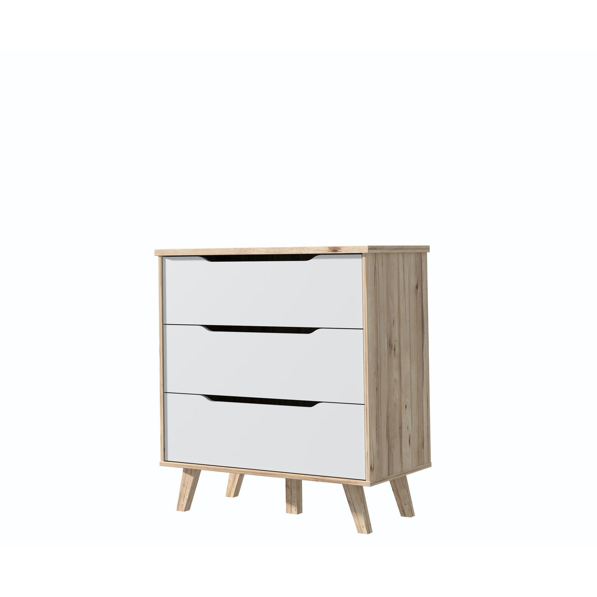 Oskar 3 Drawer Chest of Drawers - Matt White & Oak - FurniComp