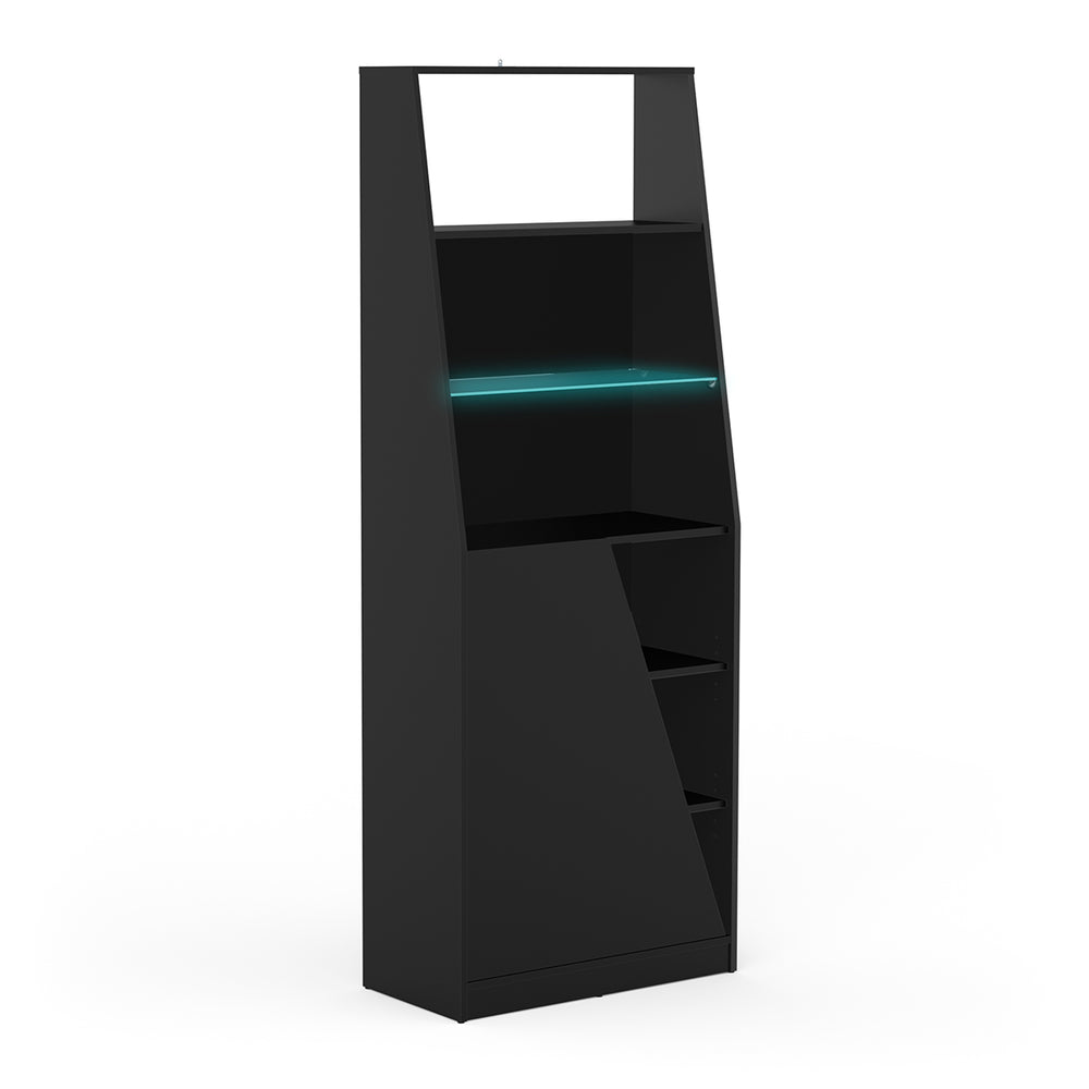 Oxford 1 Door Tall Matt Black Bookcase - FurniComp