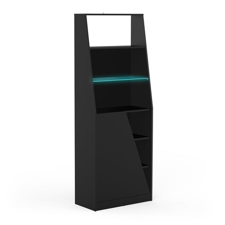 Oxford 1 Door Tall Matt Black Bookcase - FurniComp