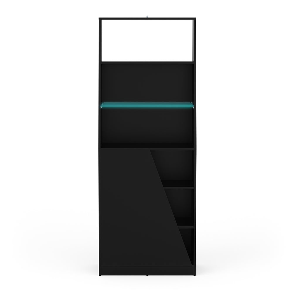 Oxford 1 Door Tall Matt Black Bookcase - FurniComp