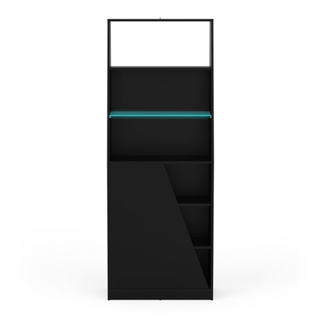 Oxford 1 Door Tall Matt Black Bookcase - FurniComp