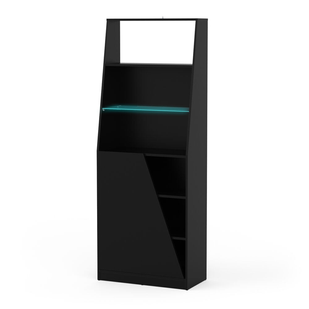 Oxford 1 Door Tall Matt Black Bookcase - FurniComp