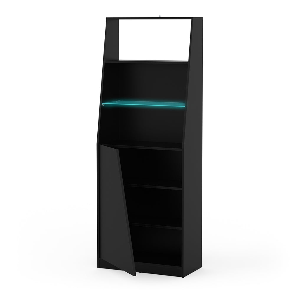 Oxford 1 Door Tall Matt Black Bookcase - FurniComp