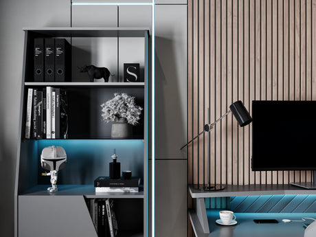 Oxford 1 Door Tall Matt Black Bookcase - FurniComp