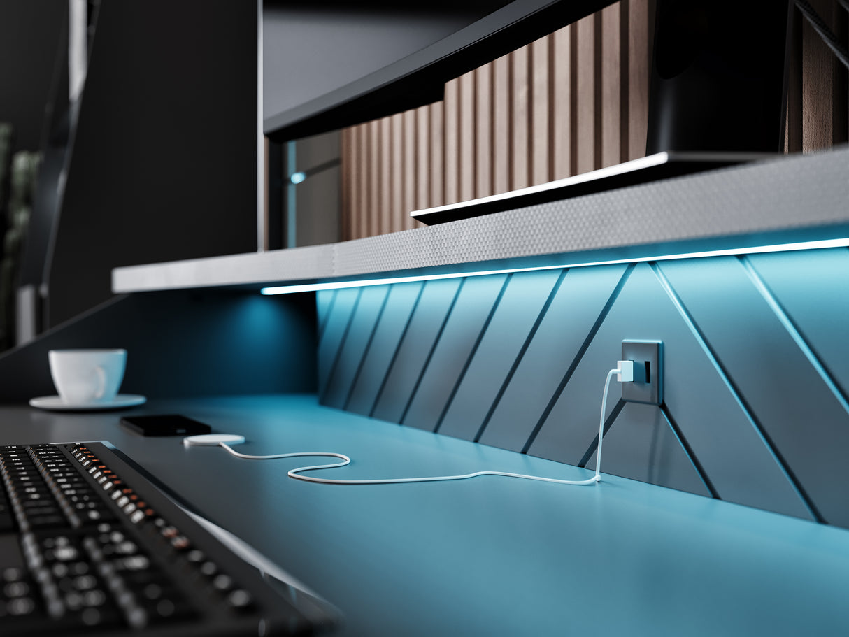 Oxford Matt Black Gaming Desk with Hutch and Storage - FurniComp