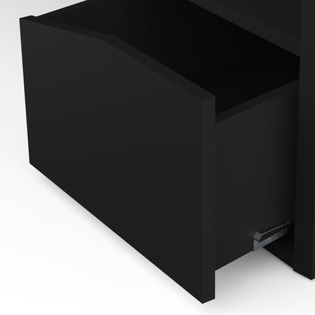 Oxford Matt Black Gaming Desk with Hutch and Storage - FurniComp