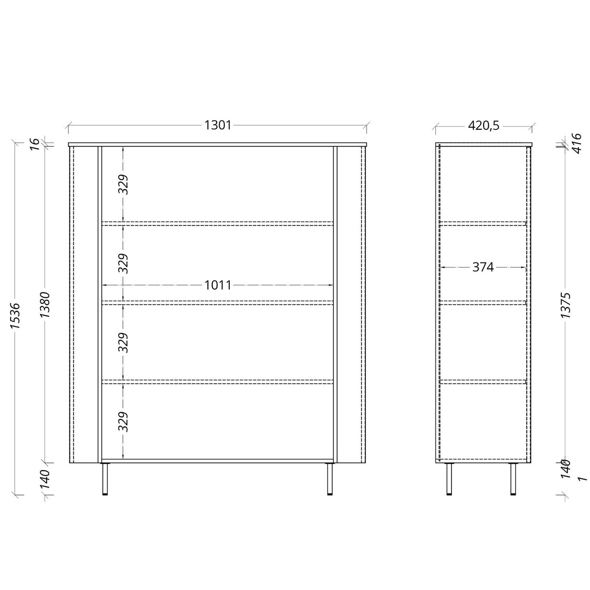 Palermo 130cm 2 Door Curved Highboard/Tall Sideboard - Cashmere - FurniComp