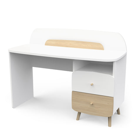 Poppy 2 Drawer Study Desk for Kids- Matt White & Oak - FurniComp
