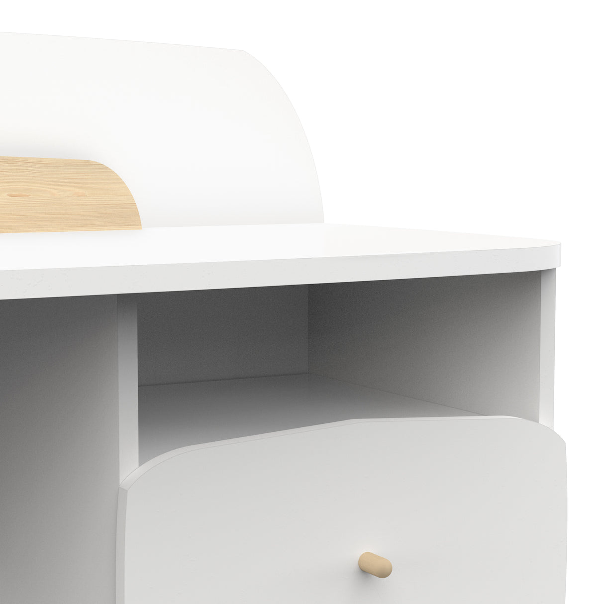 Poppy 2 Drawer Study Desk for Kids- Matt White & Oak - FurniComp