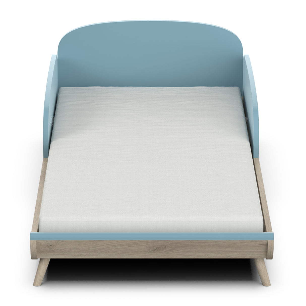 Poppy 70x140cm Convertible Cot Bed + Conversion Kit- Blue & Oak - FurniComp