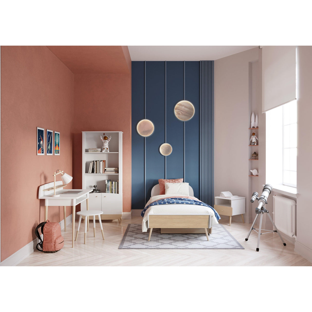 Poppy Round Stool Seat For Kids- Matt White & Oak - FurniComp