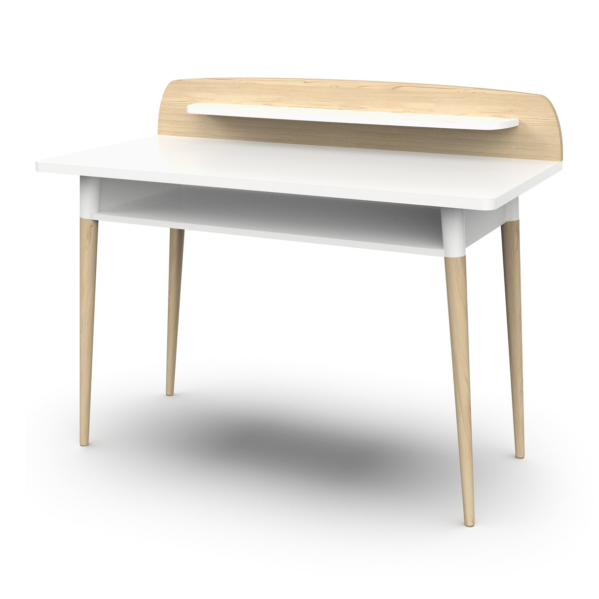 Poppy Study Desk With Hutch For Kids- Matt White & Oak - FurniComp