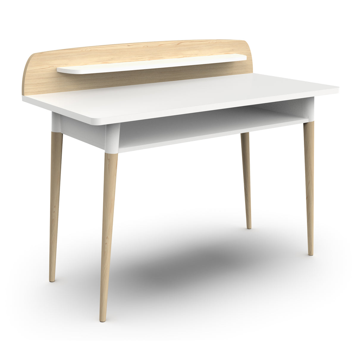 Poppy Study Desk With Hutch For Kids- Matt White & Oak - FurniComp