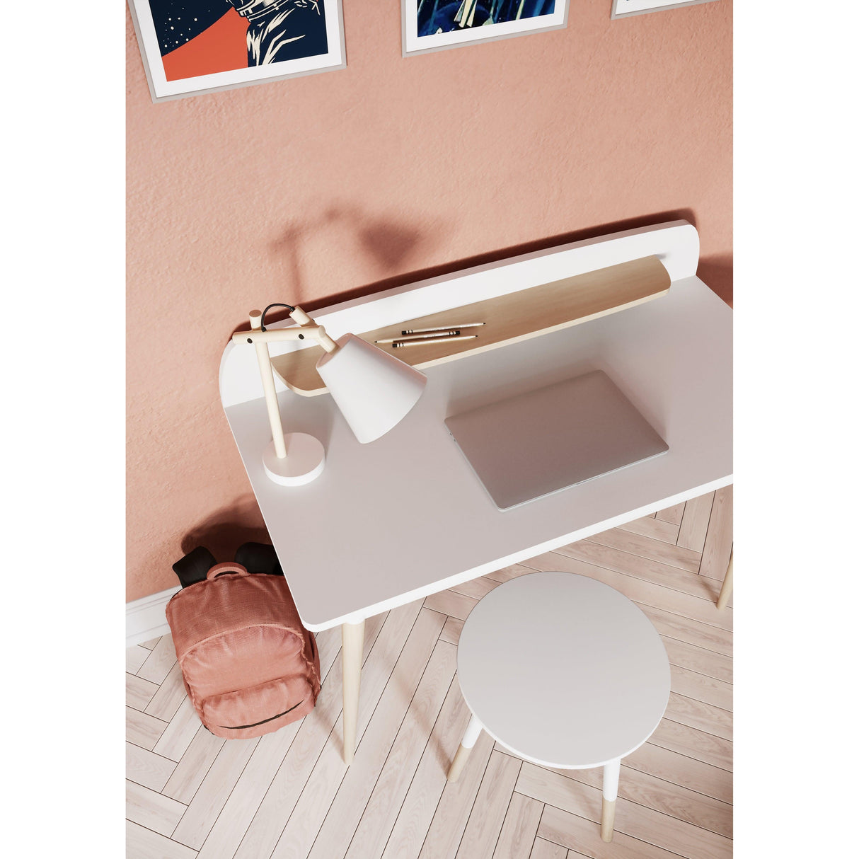 Poppy Study Desk With Hutch For Kids- Matt White & Oak - FurniComp