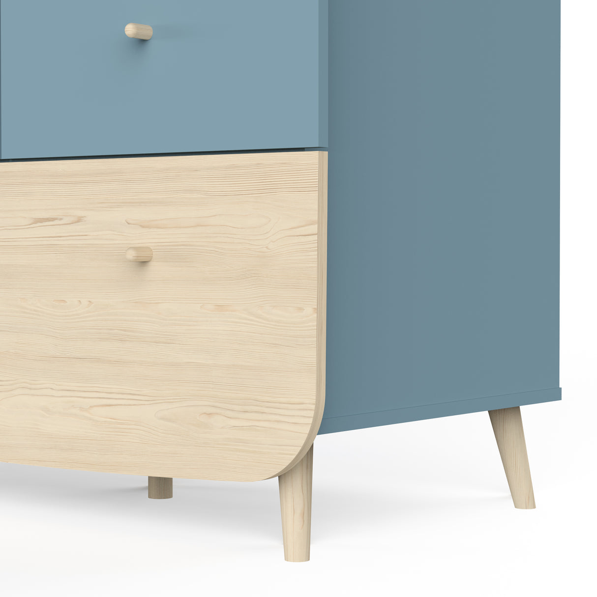 Poppy 2 Door 2 Drawer Kids Wardrobe- Blue & Oak - FurniComp