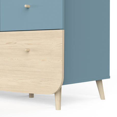 Poppy 2 Door 2 Drawer Kids Wardrobe- Blue & Oak - FurniComp