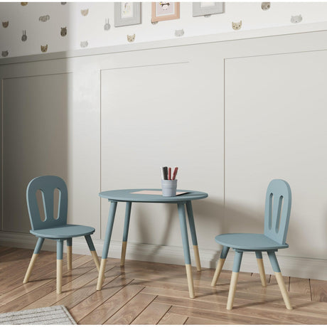Poppy Kids Table and Chairs Set - Blue & Oak - FurniComp