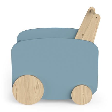 Poppy Toy Box With Wheels- Blue & Oak - FurniComp