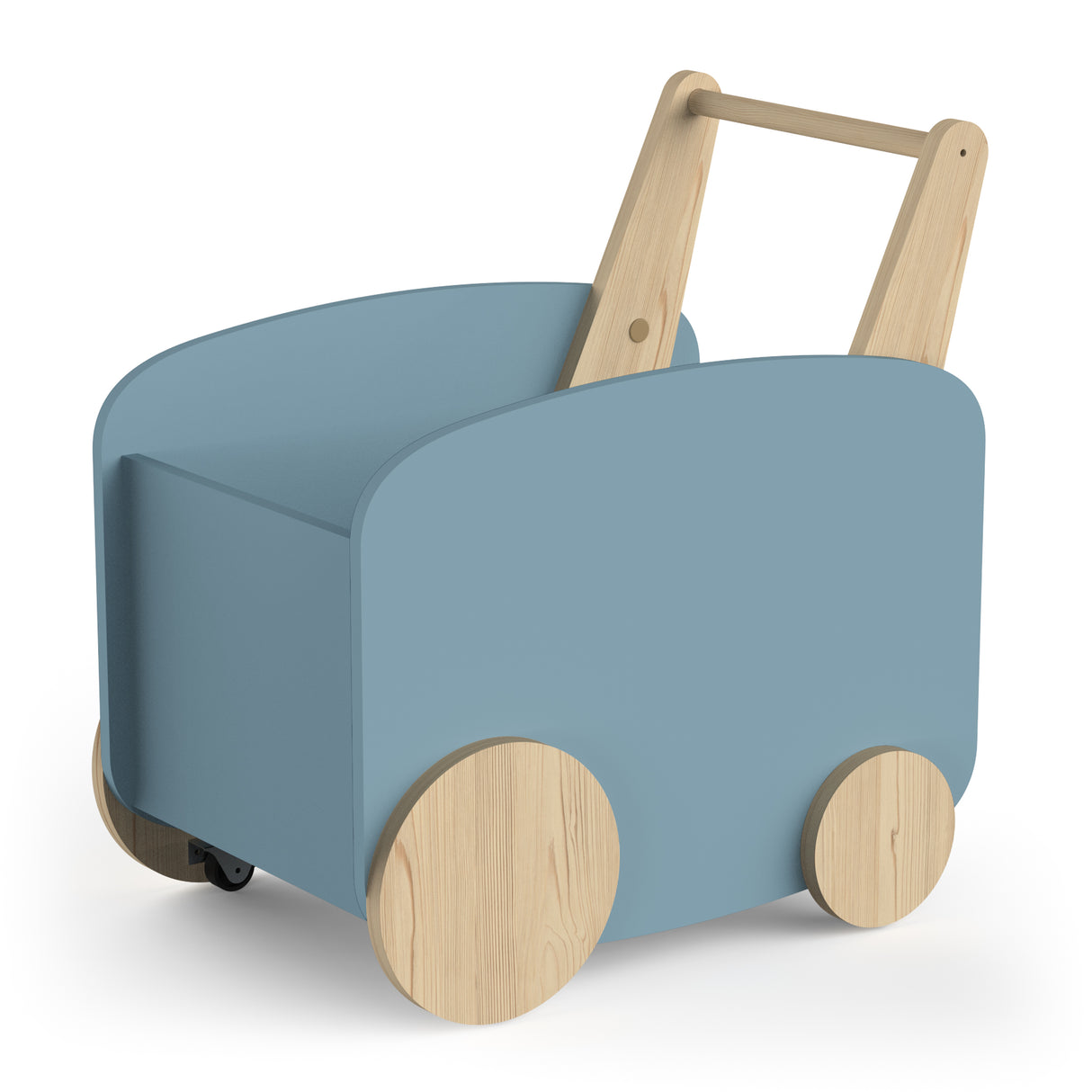 Poppy Toy Box With Wheels- Blue & Oak - FurniComp