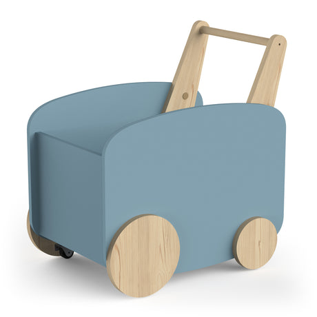 Poppy Toy Box With Wheels- Blue & Oak - FurniComp
