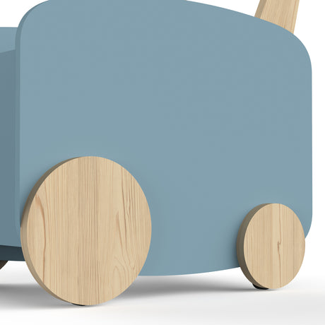 Poppy Toy Box With Wheels- Blue & Oak - FurniComp