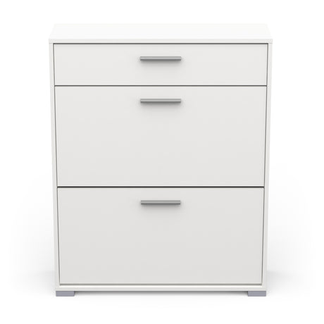 Prague 2 Door 1 Drawer Matt White Shoe Cabinet - FurniComp